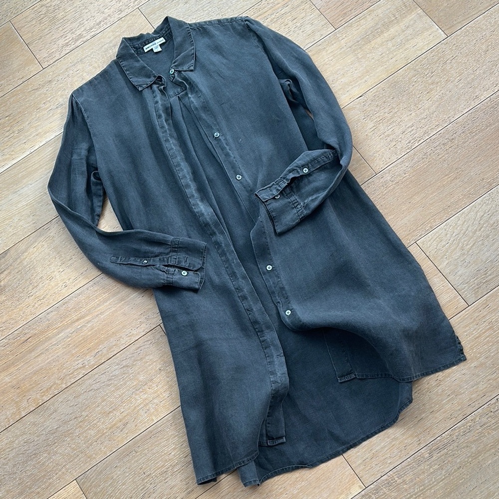 James Perse Charcoal Button Down Linen Shirtdress
